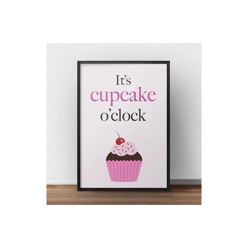 Tylko do końca tygodnia Kolorowy plakat "It's cupcake o'clock"