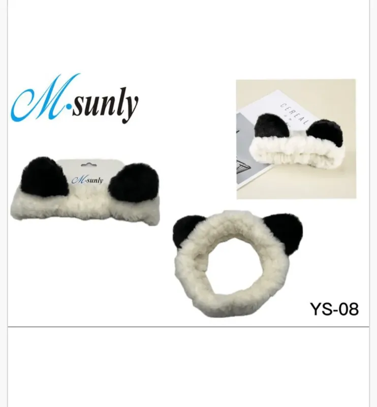 Opaska na włosy z uszami pandy pluszowa M-sunly YS-08 Nowość