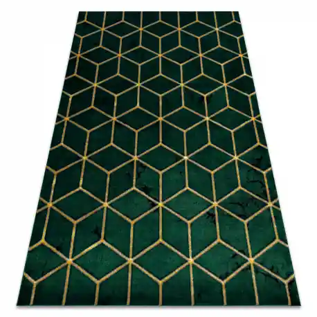 Dywan EMERALD ekskluzywny 1014 glamour, stylowy kostka butelkowa zieleń / złoty Taniej