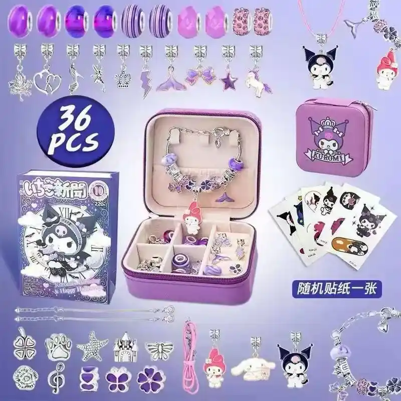 Zestaw Biżuterii dla Dzieci 36PCS Kuromi ze Szkatułką Fioletowy Sprawdź teraz