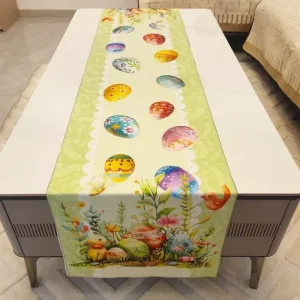 Tylko dziś Bieżnik wielkanocny 40x180cm, wzór pisanki i kwiaty, zielony