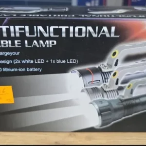 Taniej Wielofunkcyjna przenośna lampka LED 2x biała 1x niebieska 18650