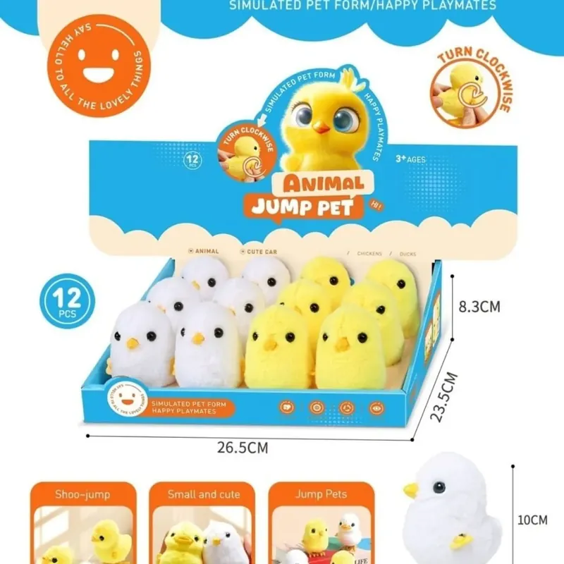 Zabawka Jump Pet Nakręcany Kurczak 10cm, 12 sztuk Do wyczerpania zapasów