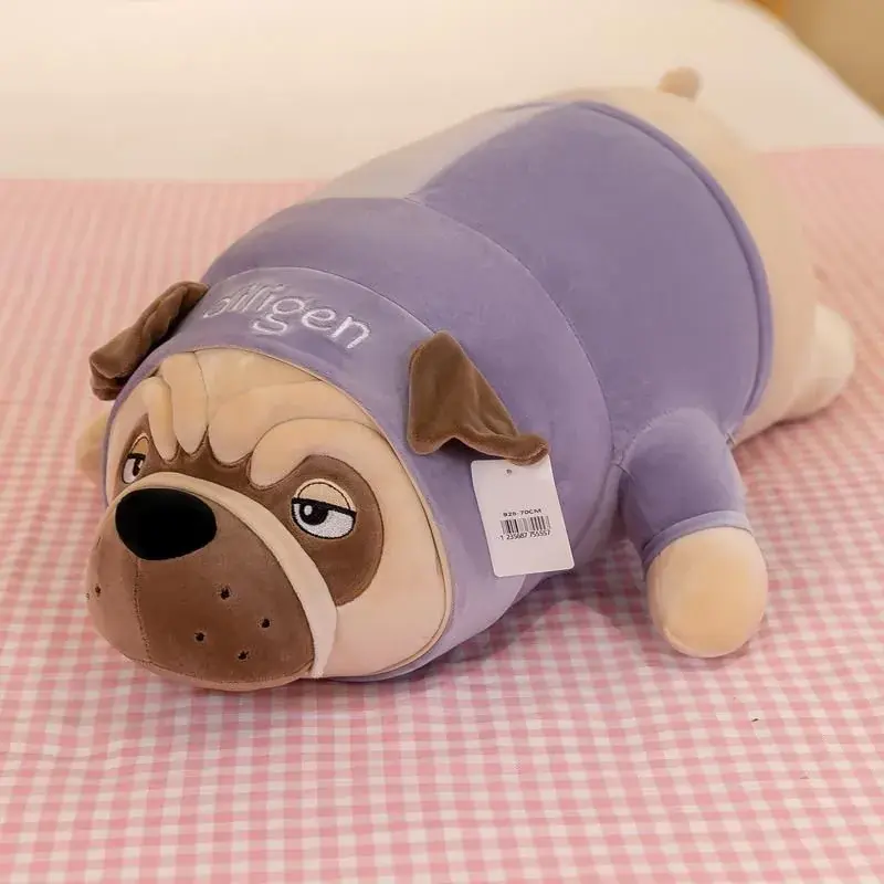Zamów teraz Maskotka Pluszowa Pies Mops 70cm w Fioletowej Bluzie