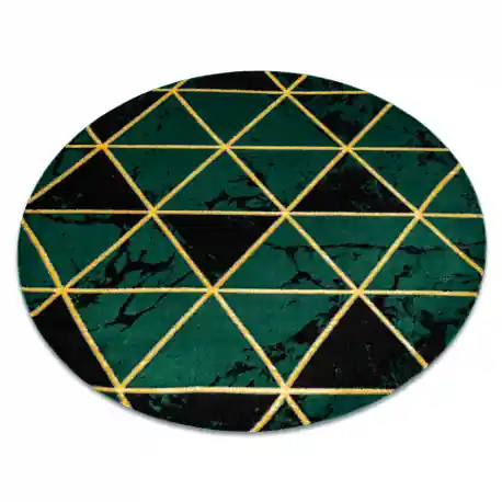 Oferta Dywan EMERALD ekskluzywny 1020 koło - glamour, stylowy marmur, trójkąty butelkowa zieleń / złoty