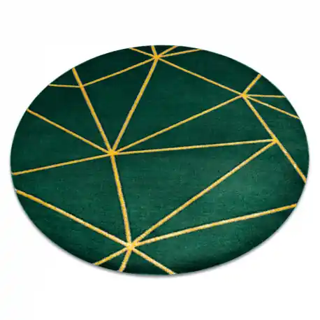 Dywan EMERALD ekskluzywny 1013 koło - glamour, stylowy geometryczny butelkowa zieleń / złoty Kup online