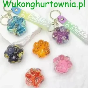Wysoka jakość Brelok do Kluczy Łapka z Płynem i Brokatem Bubble 12 szt.