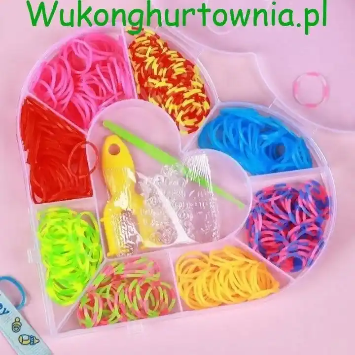 Zestaw Startowy do Robienia Bransoletek z Gumek - Serce 12 szt. Taniej