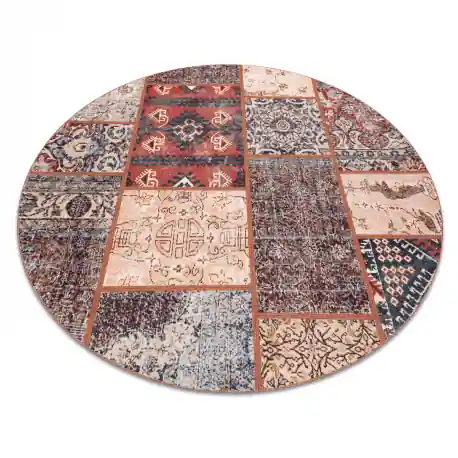 Ostatnia szansa Dywan ANTIKA ancient rust, koło nowoczesny patchwork, grecki do prania - terakota