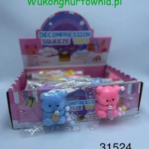 Tani Zabawka Squeeze Toys Gniotek Miś z Butelką 16 szt.
