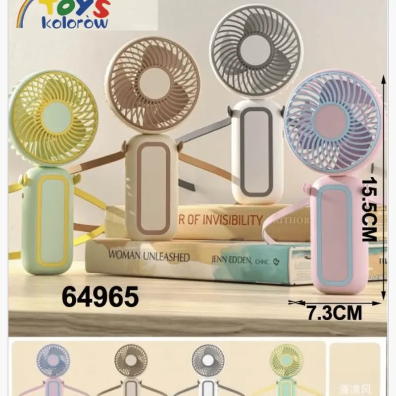 Wyprzedaż Mini Wiatrak Elektryczny 15,5x7,3cm Przenośny ze Smyczą Mix Kolorów