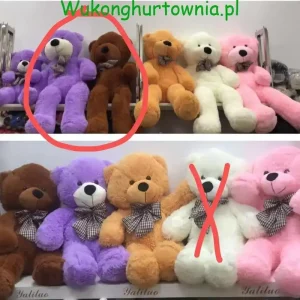 Tani Maskotka Pluszowa Miś 120cm z Kokardą Mix Kolorów