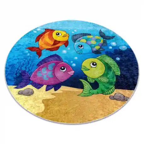 Sprawdź teraz Dywan do prania JUNIOR 51594.801 koło Rybki, ocean dla dzieci, antypoślizgowy - niebieski