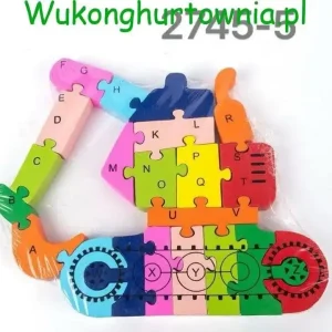 Zabawka Drewniana Puzzle Koparka Alfabet A-Z Ekspresowa dostawa