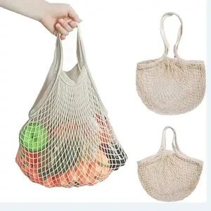 Torba Eco Siatka na Zakupy Bawełniana Beżowa - 24 szt. Premium