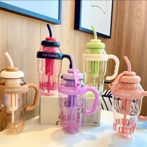 Zamów dziś Kubek 100ml ze słomką i uchwytem ICE CREAM, mix kolorów 10 szt.