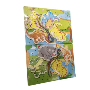 Zabawka Drewniane Puzzle Przeplatanka Zwierzęta Mix 12 szt Szybka wysyłka