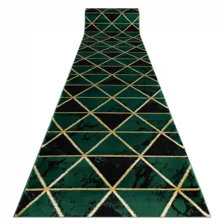 Oferta Chodnik EMERALD ekskluzywny 1020 glamour, stylowy marmur, trójkąty butelkowa zieleń / złoty