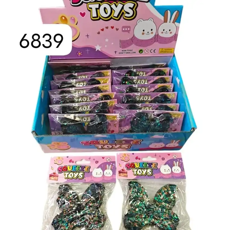 Tani Zabawka Squeeze Toys Motyl Brokatowy 16 szt - Gniotek Antystresowy