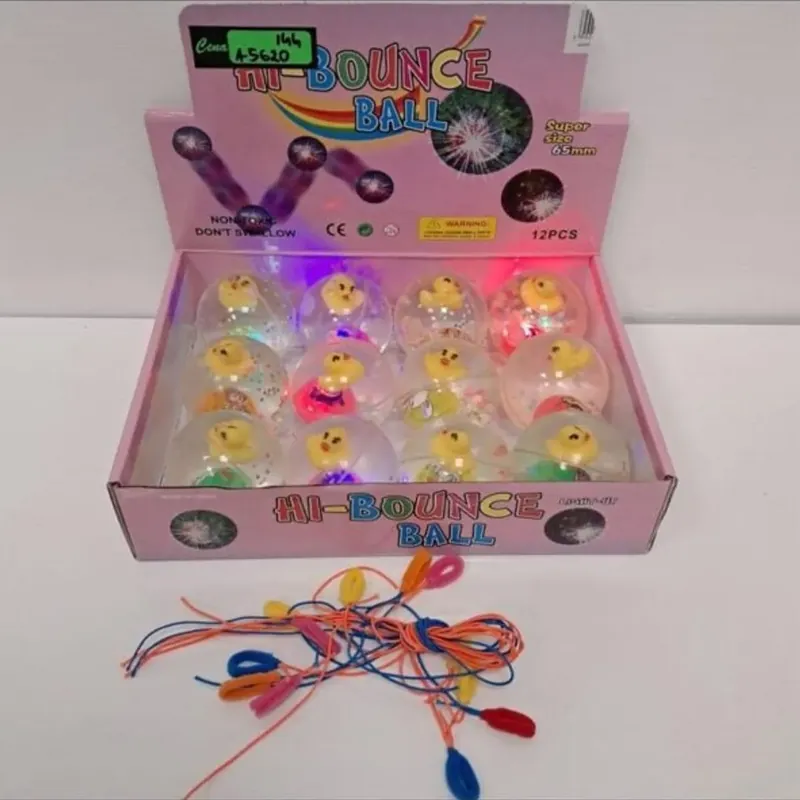 Zamów teraz Zabawka Bounce Ball LED 65mm z kaczkami i brokatem, 24 szt.