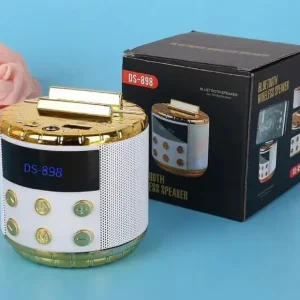 Wysoka jakość Głośnik mini Bluetooth DS-898 z uchwytem na telefon, biało-złoty