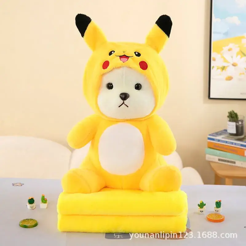 Wyjątkowa oferta Maskotka Miś w stroju Pikachu na kocyku, żółta
