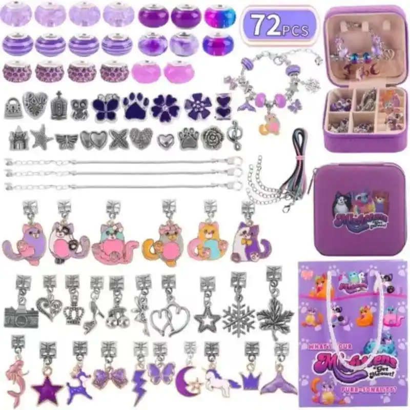 Zestaw Biżuterii DIY dla Dzieci 72PCS Szkatułka Mis-Kittens Obniżka ceny