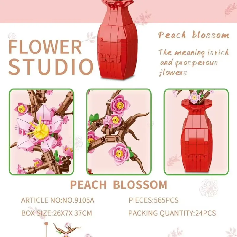 Zestaw klocków kwiatowych Peach Blossom 565PCS Wyjątkowa oferta
