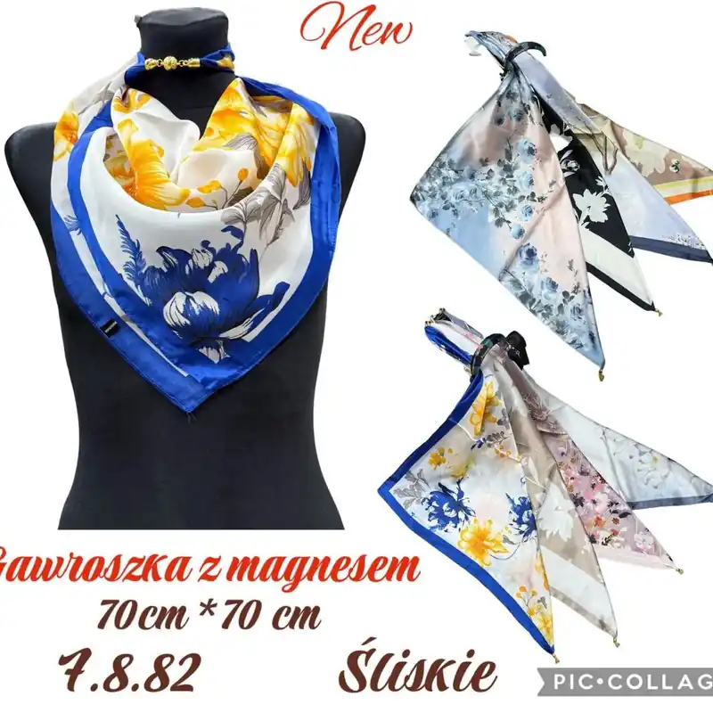 Wyjątkowa oferta Chusta damska 70x70 cm z magnesem, różne wzory