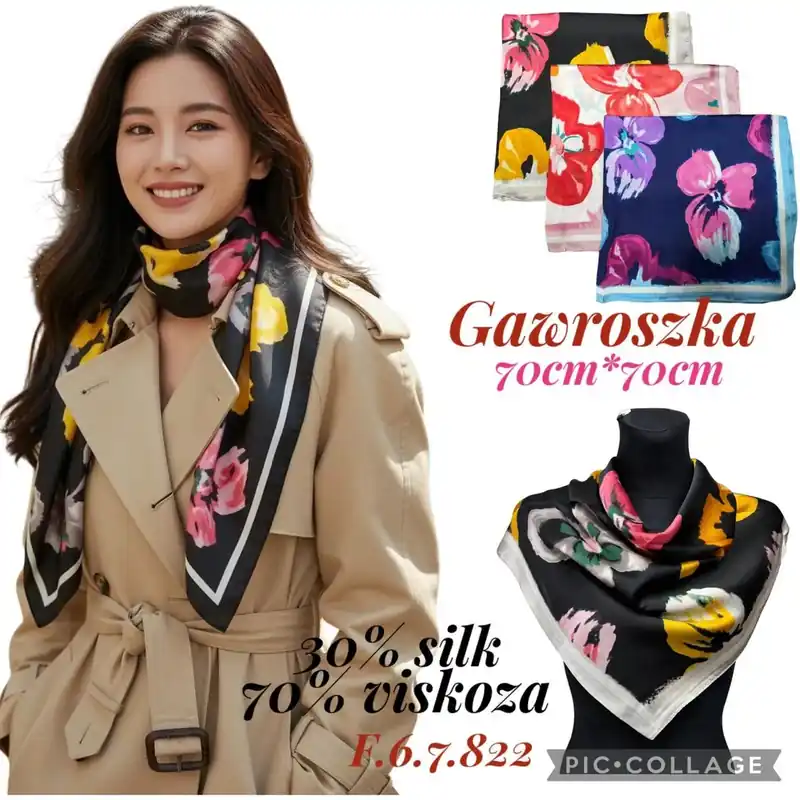 Zamów dziś Chusty damskie kwieciste 70cm x 70cm 30% silk