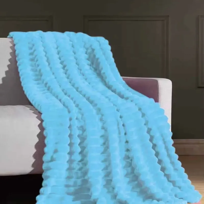 Wyjątkowa oferta Miękki Koc 160x200 cm Turkusowy Futerko