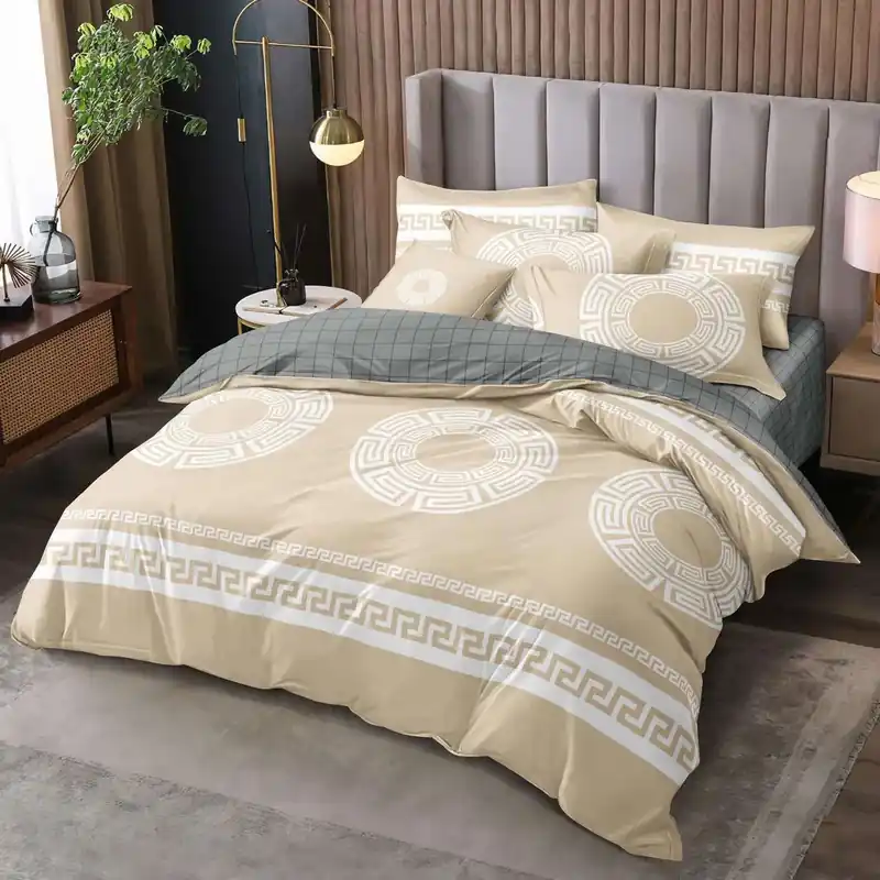 Wyjątkowa oferta Komplet Pościeli 3D 3CZ 160/200 beżowy grecki wzór