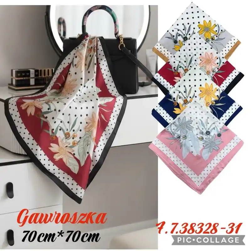Wybór klientów Chusta Damska Kwiatowa 70 cm x 70 cm Wielobarwna