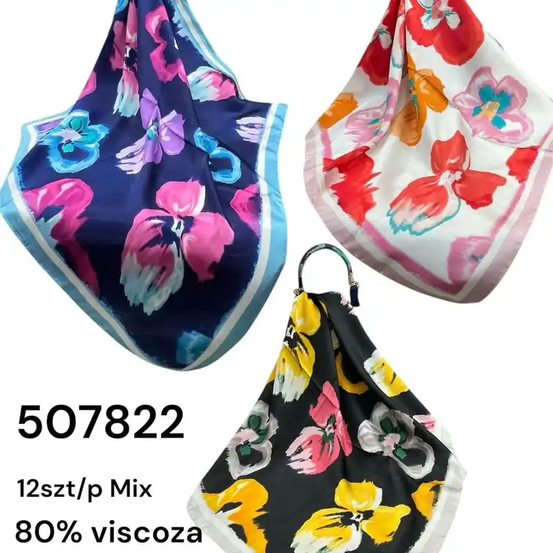 Tani Chusta Damska Kwiatowa Mix 3 szt 80% wiskoza 20% silk