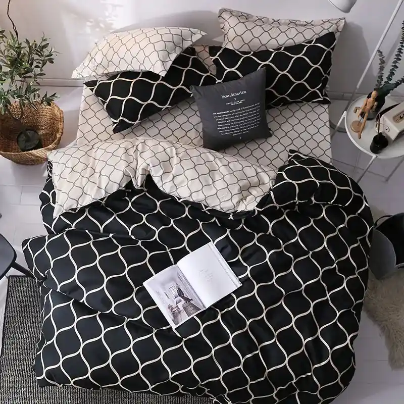 Tani Komplet Pościel Bawełna 3CZ 200/220 Czarno-biały
