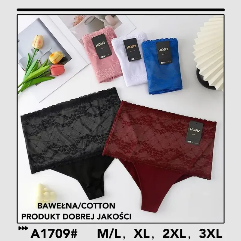Hit sprzedaży Majtki damskie bawełniane HONG czarne XL 2XL 3XL A1709