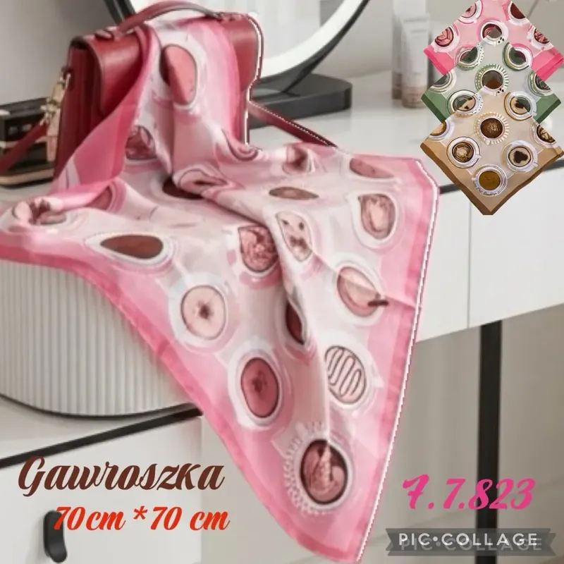 Wyjątkowa oferta Chusta damska różowa 70cm x 70cm