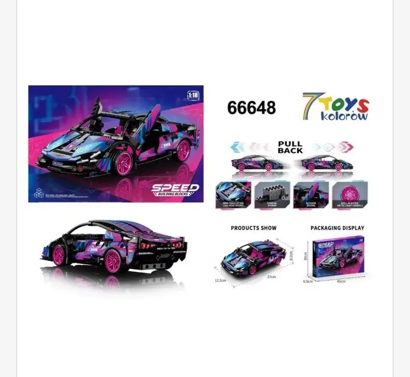 Klocki Samochód Speed Pull Back neonowy 66648 Dostępne od ręki