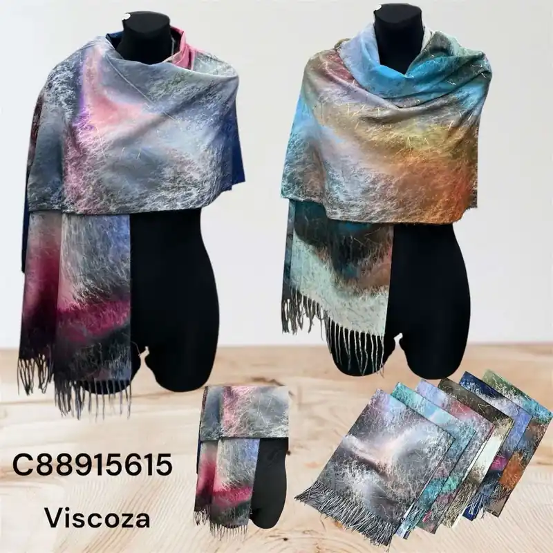 Tylko dziś Szaliki damskie viscose z frędzlami wielobarwne