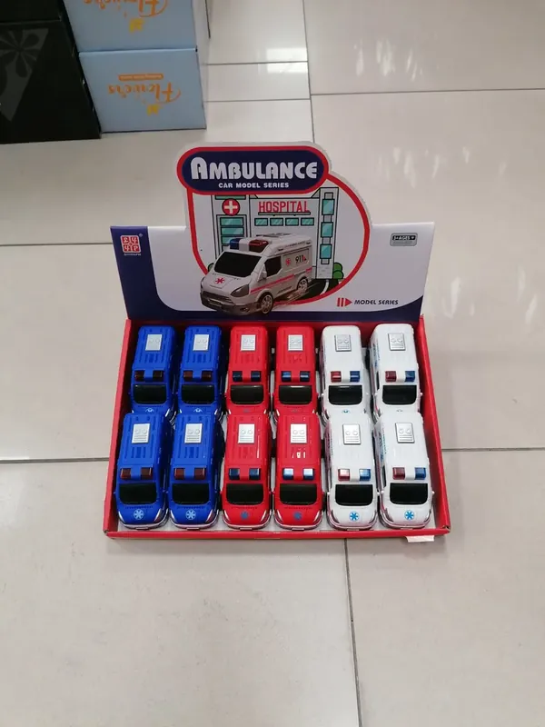 Miniatura Ambulans Car Model Series 3+ Niebieski/Czerwony/Biały Szybka wysyłka