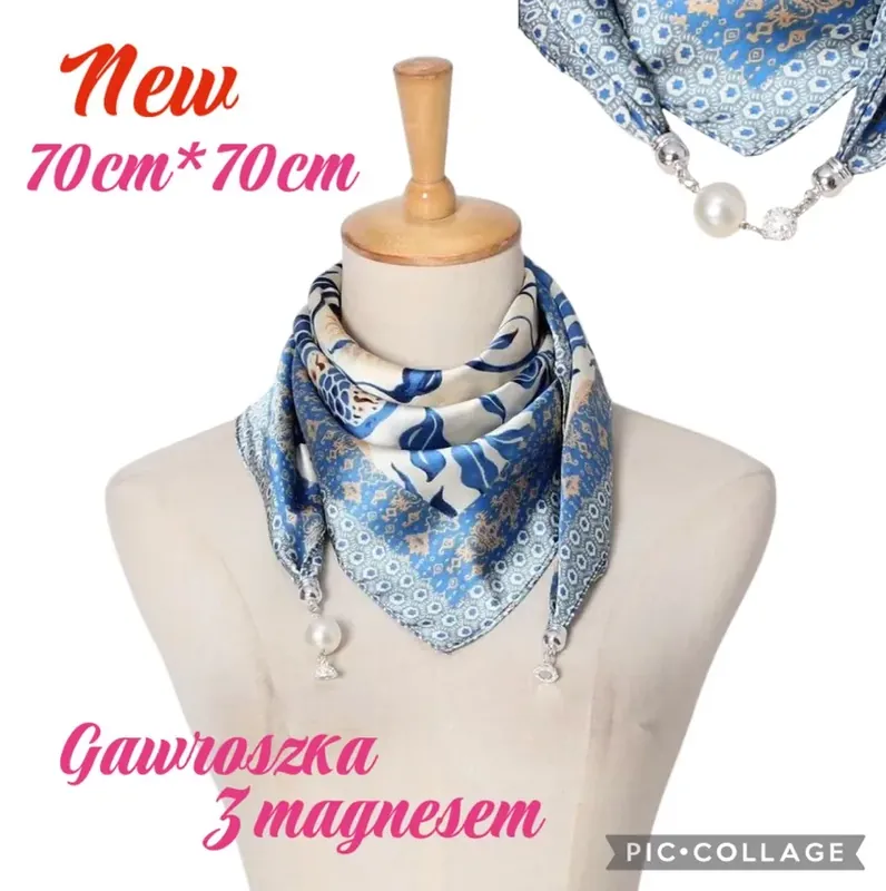 Zniżka Gawroszka granatowa 70x70cm z perłą i magnezem