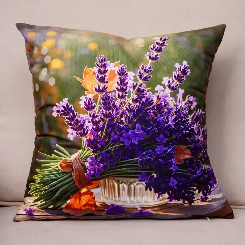 Wyprzedaż Poszewka 45x45cm Lawenda w wazonie