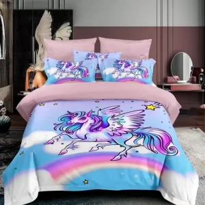Wysoka jakość Komplet pościeli 3-częściowy Unicorn 160x200 dla dzieci