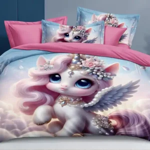 Zniżka Komplet pościeli 3-częściowy Unicorn 160x200 dla dzieci