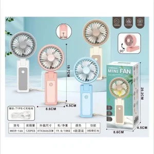 Wysoka jakość Ręczny wentylator mini składany USB Type-C 8,6x4,5cm