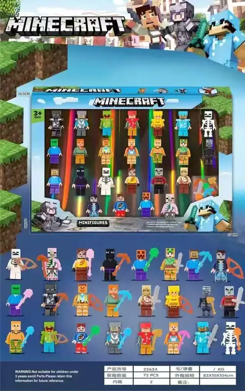 Minecraft Mini Figury Zestaw 24 szt 3+ Dostępne od ręki