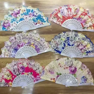 Wentylatory ręczne kwiatowe koronki wielokolorowe dekoracyjne Bezpieczna płatność
