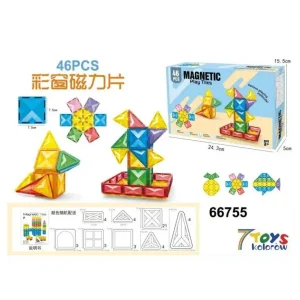 Magnetyczne klocki kolorowe 46 elementów 3+ Kolorow Toys Popularny